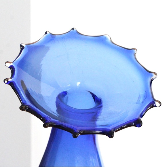 Vintage La Murrina Murano Glass Vase Blue Gradient Large Flower Shape 14” Tall - Picture 2 of 4